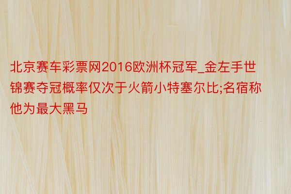 北京赛车彩票网2016欧洲杯冠军_金左手世锦赛夺冠概率仅次于火箭小特塞尔比;名宿称他为最大黑马