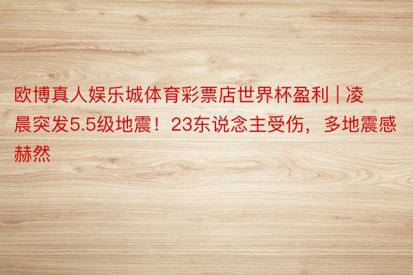 欧博真人娱乐城体育彩票店世界杯盈利 | 凌晨突发5.5级地震！23东说念主受伤，多地震感赫然