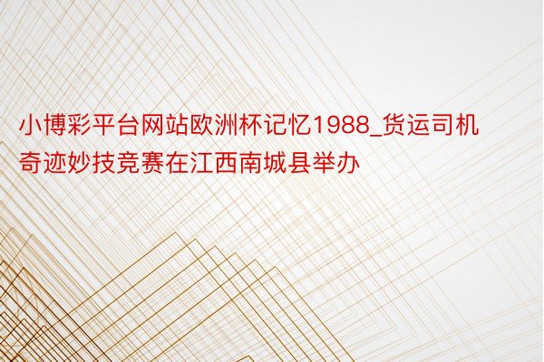 小博彩平台网站欧洲杯记忆1988_货运司机奇迹妙技竞赛在江西南城县举办